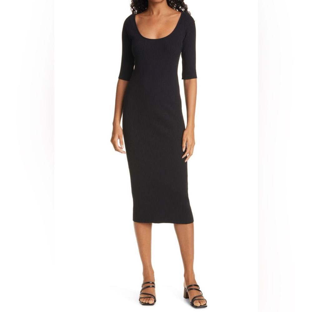 Vince - Black Ribbed Midi Dress